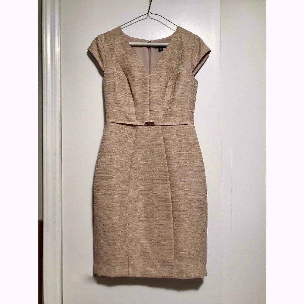 Ann Taylor Texture Cap Sleeve Sheath Dress